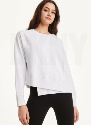 Beige Women's DKNY Cotton Jersey Asymmetrical Sweatshirts | Australia-D1986