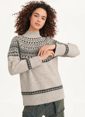 Beige Women's DKNY Fair Isle Sweaters | Australia-D1375