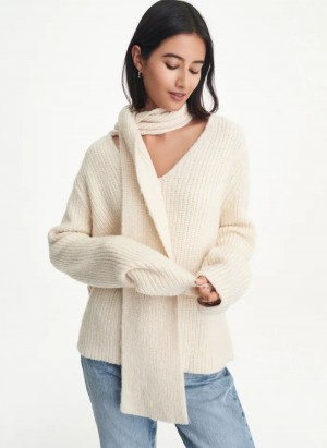 Beige Women's DKNY Long Sleeve Scarf Sweaters | Australia-D0655