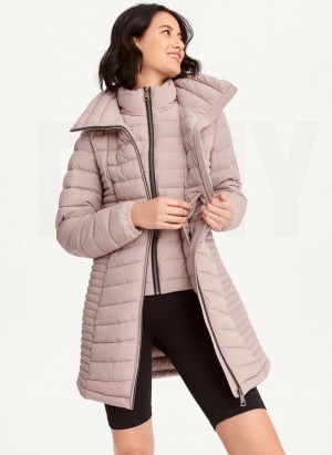 Beige Women's DKNY Packable Vestie Walker Coats | Australia-D0953