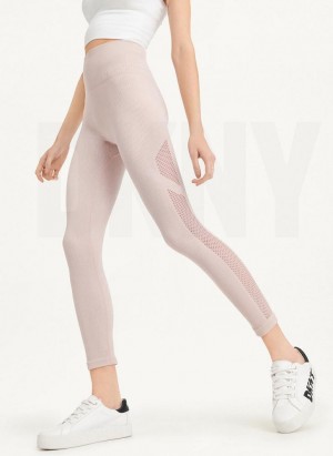 Beige Women's DKNY Rib Knit High Waisted Seamless Leggings | Australia-D1601