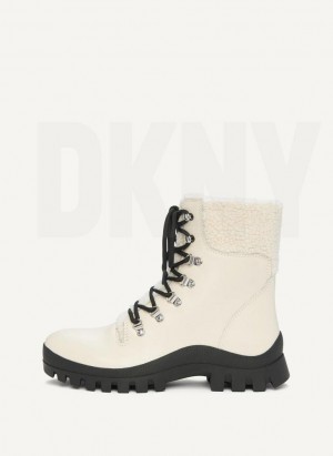 Beige Women's DKNY Shearling Ski Boots | Australia-D1680