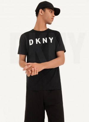 Black Men's DKNY Classic Logo T Shirts | Australia-D0874