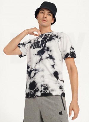 Black Men's DKNY Cloud Wash Logo T Shirts | Australia-D0375