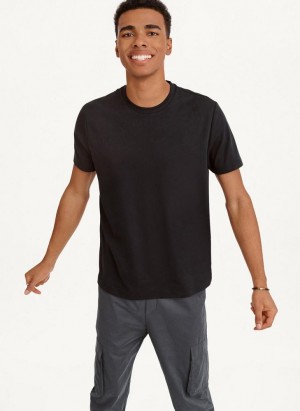 Black Men's DKNY Cotton Poly Pique T Shirts | Australia-D1710