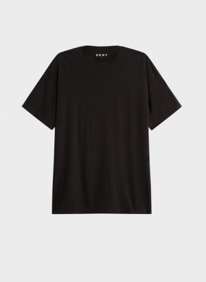 Black Men's DKNY Essential T Shirts | Australia-D0162