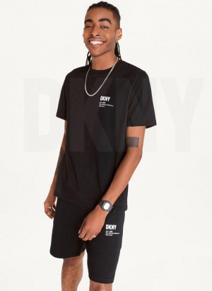 Black Men's DKNY Left Chest Logo T Shirts | Australia-D0262