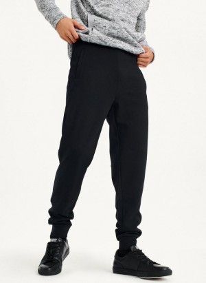 Black Men's DKNY Logo Waistband Joggers | Australia-D0656
