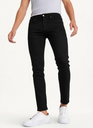 Black Men's DKNY Skinny Black Rinse Denim Jeans | Australia-D1724