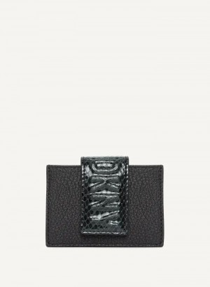 Black Men's DKNY Uptown Leather Card Case Wallets | Australia-D0128