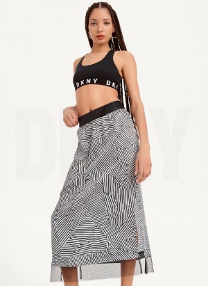 Black White Women's DKNY Printed Pull On With Tulle Hem Skirts | Australia-D1488