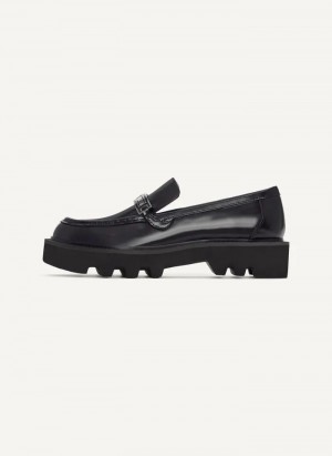 Black Women's DKNY Audrey With Plaque Loafers | Australia-D1327