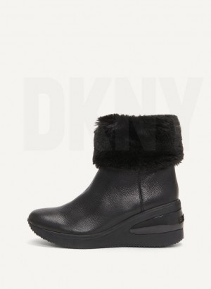 Black Women's DKNY Baxter Wedge Boots | Australia-D0236
