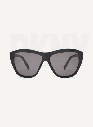 Black Women's DKNY City Native Modern Rectangle Sunglasses | Australia-D1130