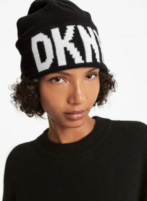 Black Women's DKNY Classic Logo Beanie | Australia-D1670