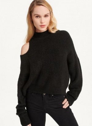 Black Women's DKNY Cold Shoulder Sweaters | Australia-D0172