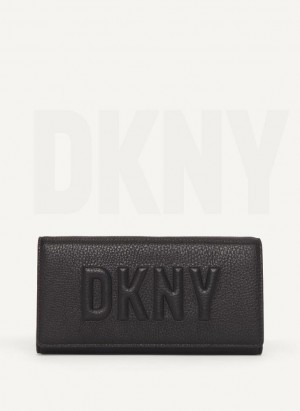 Black Women's DKNY Continental Raised Logo Wallets | Australia-D1971