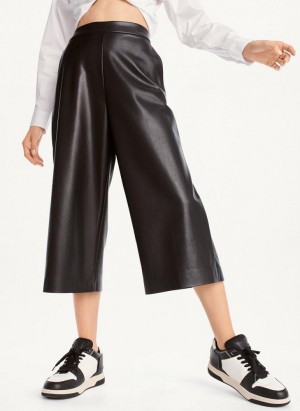 Black Women's DKNY Crop Wide-Leg Pants | Australia-D0234