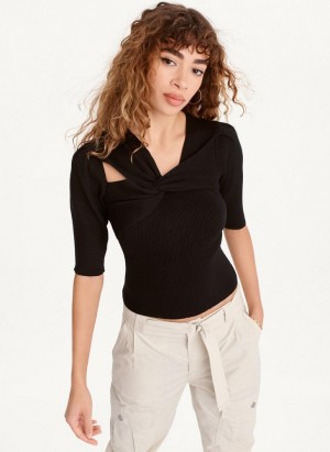 Black Women's DKNY Cut Out Sweaters | Australia-D0350