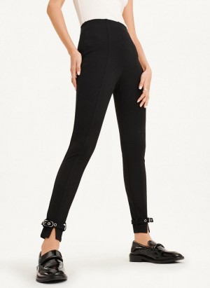 Black Women's DKNY Front Seam With Buckled Ankle Pants | Australia-D1687