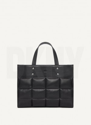 Black Women's DKNY Globalist Small Quilted Book Tote Bags | Australia-D1777