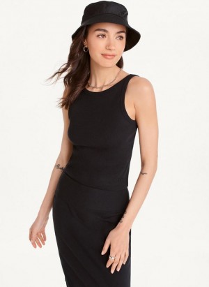Black Women's DKNY High Neck Crop Tank Tops | Australia-D0691