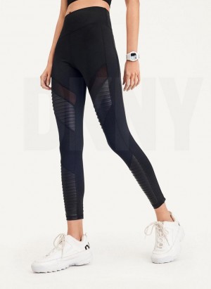 Black Women's DKNY High Waisted Moto Tight Leggings | Australia-D0471