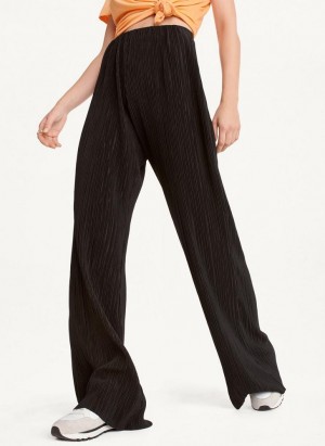 Black Women's DKNY High Waisted Pleated Flare Pants | Australia-D0367