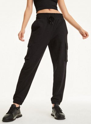 Black Women's DKNY Jersey Cargo Joggers | Australia-D1468