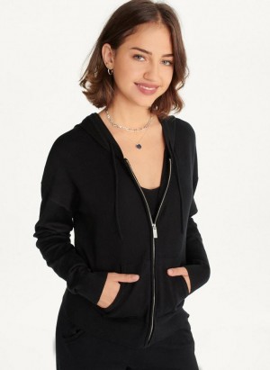 Black Women's DKNY Knit Hoodies | Australia-D0254