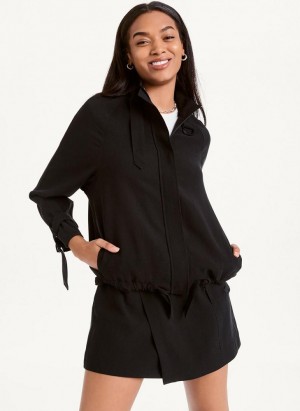 Black Women's DKNY Long Sleeve Jackets | Australia-D1200