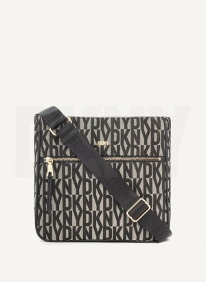 Black Women's DKNY Maxine Messenger Crossbody Bags | Australia-D0763