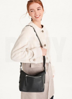 Black Women's DKNY Medium Buckle Crossbody Bags | Australia-D1455