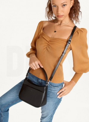 Black Women's DKNY Medium Shoulder Bags | Australia-D0959