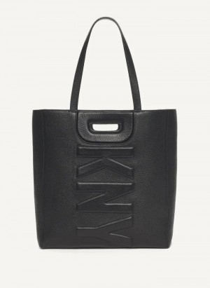 Black Women's DKNY Metro Leather Editorial Tote Bags | Australia-D0462