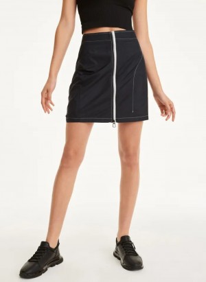 Black Women's DKNY Mini Rip-Stop With Jersey Lining Skirts | Australia-D1816
