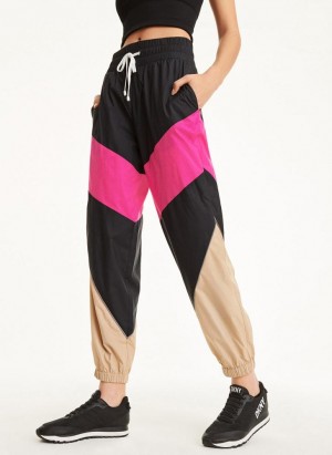 Black Women's DKNY Mini Rip-Stop With Reflective Piping Pants | Australia-D0403