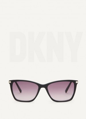 Black Women's DKNY Modified Modern Rectangle Sunglasses | Australia-D1893