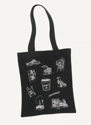 Black Women's DKNY Noun New York Illustrated Tote Bags | Australia-D1736