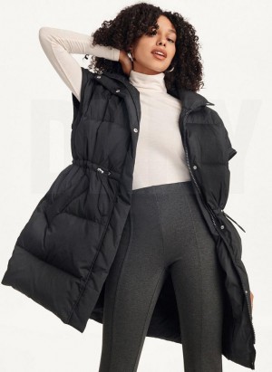 Black Women's DKNY Oversized Puffer With Zip Sleeves Coats | Australia-D1723