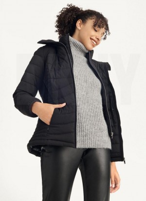 Black Women's DKNY Packable Coats | Australia-D0251