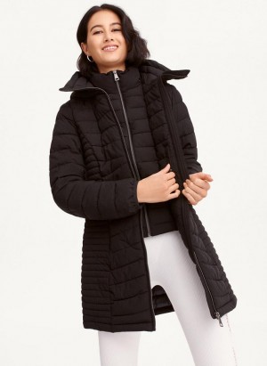 Black Women's DKNY Packable Vestie Walker Coats | Australia-D0978