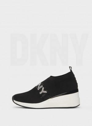 Black Women's DKNY Parks Rhinestone Wedges | Australia-D0444