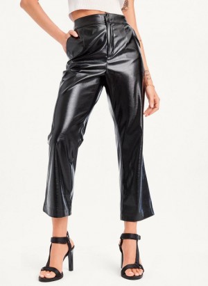 Black Women's DKNY Patent Leather Flared Pants | Australia-D0126
