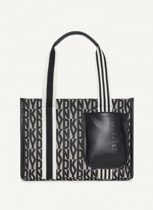 Black Women's DKNY Prospect Jacquard Large Tote Bags | Australia-D1799