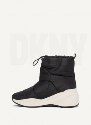 Black Women's DKNY Puffy Wedge Boots | Australia-D1044