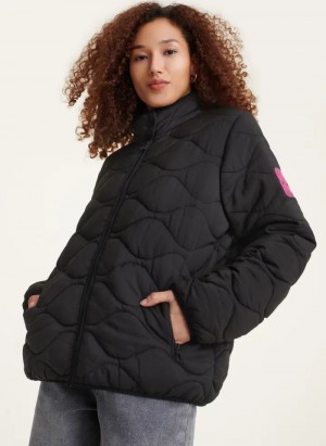 Black Women's DKNY Quilted Packable Jackets | Australia-D0611