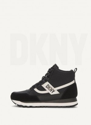 Black Women's DKNY Retro High Top Sneakers | Australia-D1737