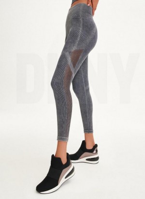Black Women's DKNY Rib Knit High Waisted Seamless Leggings | Australia-D1365