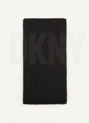 Black Women's DKNY Rib Knit Oblong Scarf | Australia-D0674